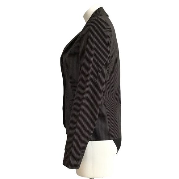 Theory Blazer Black Boothe Pinstripe 2-Button Stretch Blazer Size 8 - Picture 2 of 13